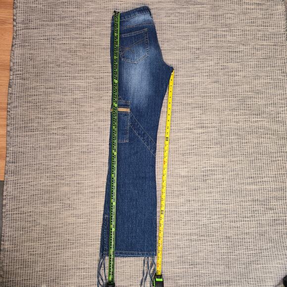 VTG Y2K Old Skool Cargo Jeans Womens 9 10 Blue Denim Boot Cut Low Rise Skater - Picture 6 of 12